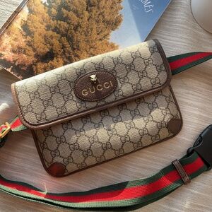 Gucci GG Supreme Monogram Neo Vintage Web Belt Bag Brown